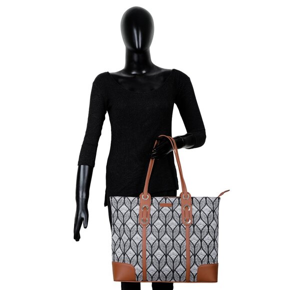 Monochrome Printed Shoulder Tote Bag for Women, Hand Crafted Fabric Handbags - Picture 10 of 10